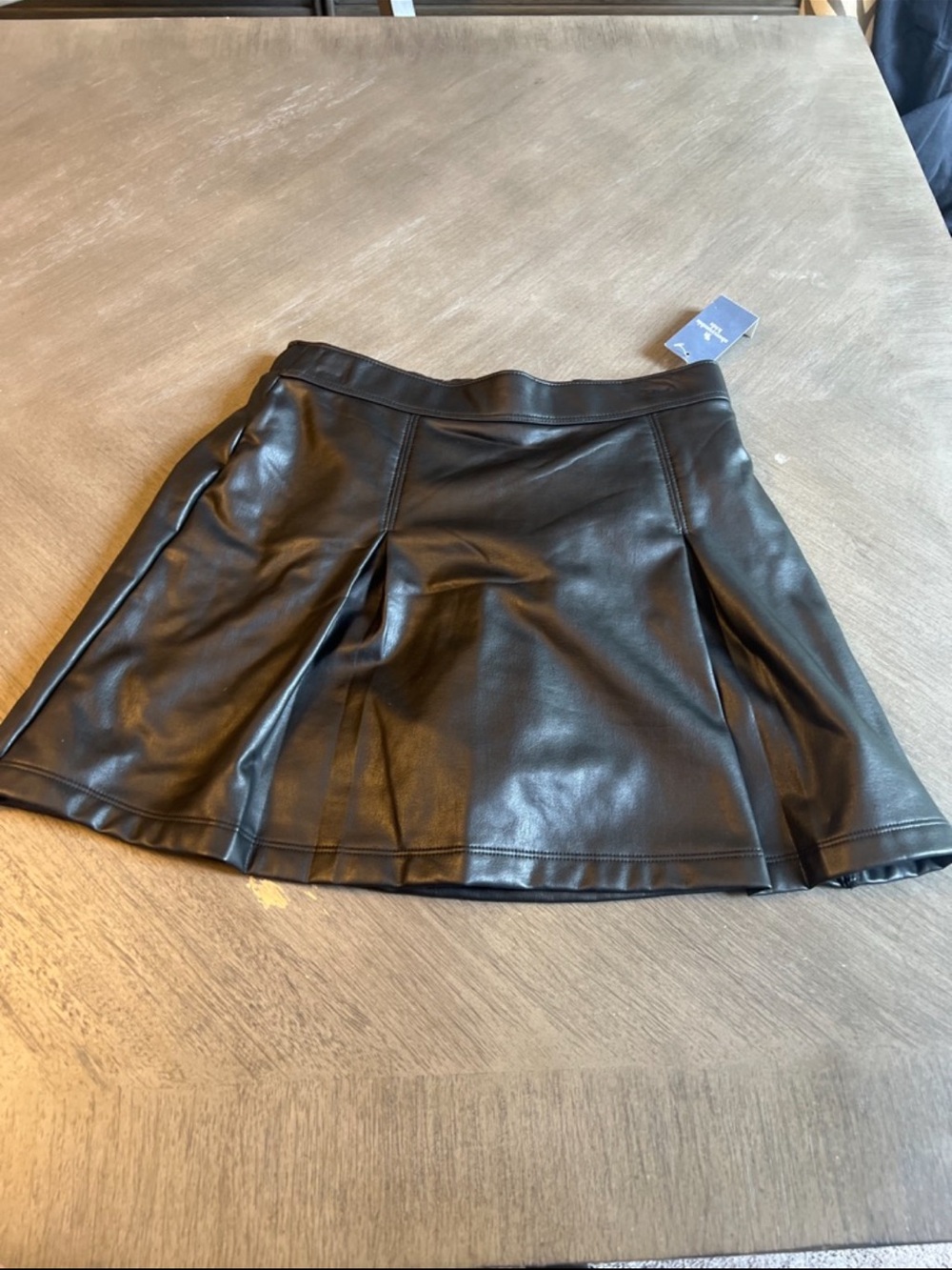 abercrombie kids Black Faux Leather Pleated Skort